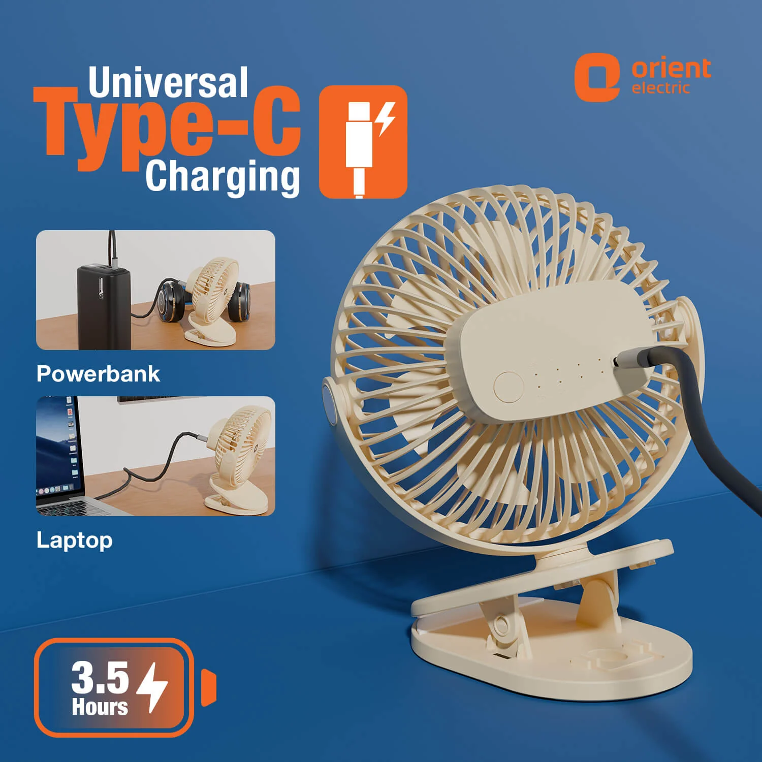 Orbis 5'' Personal Fan | 360 Degree Rotation | Chargeable Portable Fan - Image 5